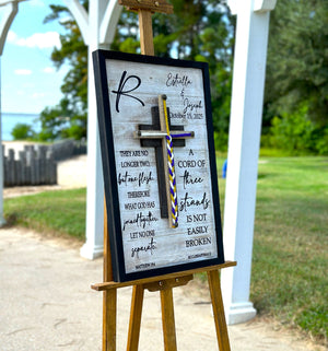 Cord Of Three Strands, Unity Braids® Cross Sign, Unity Wedding Sign, Ecclesiastes Wood Sign Wedding Couples Gift, Unity Ceremony Alternative