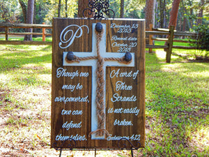 Cord Of Three Strands, Unity Braids®, Anniversary Gift Ideas, Rustic Wedding Sign, Custom Wood Signs, Full Verse, 17" by 24" Unity Ceremony