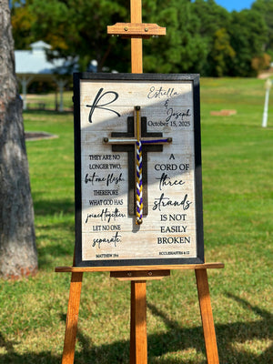 Cord Of Three Strands, Unity Braids® Cross Sign, Unity Wedding Sign, Ecclesiastes Wood Sign Wedding Couples Gift, Unity Ceremony Alternative