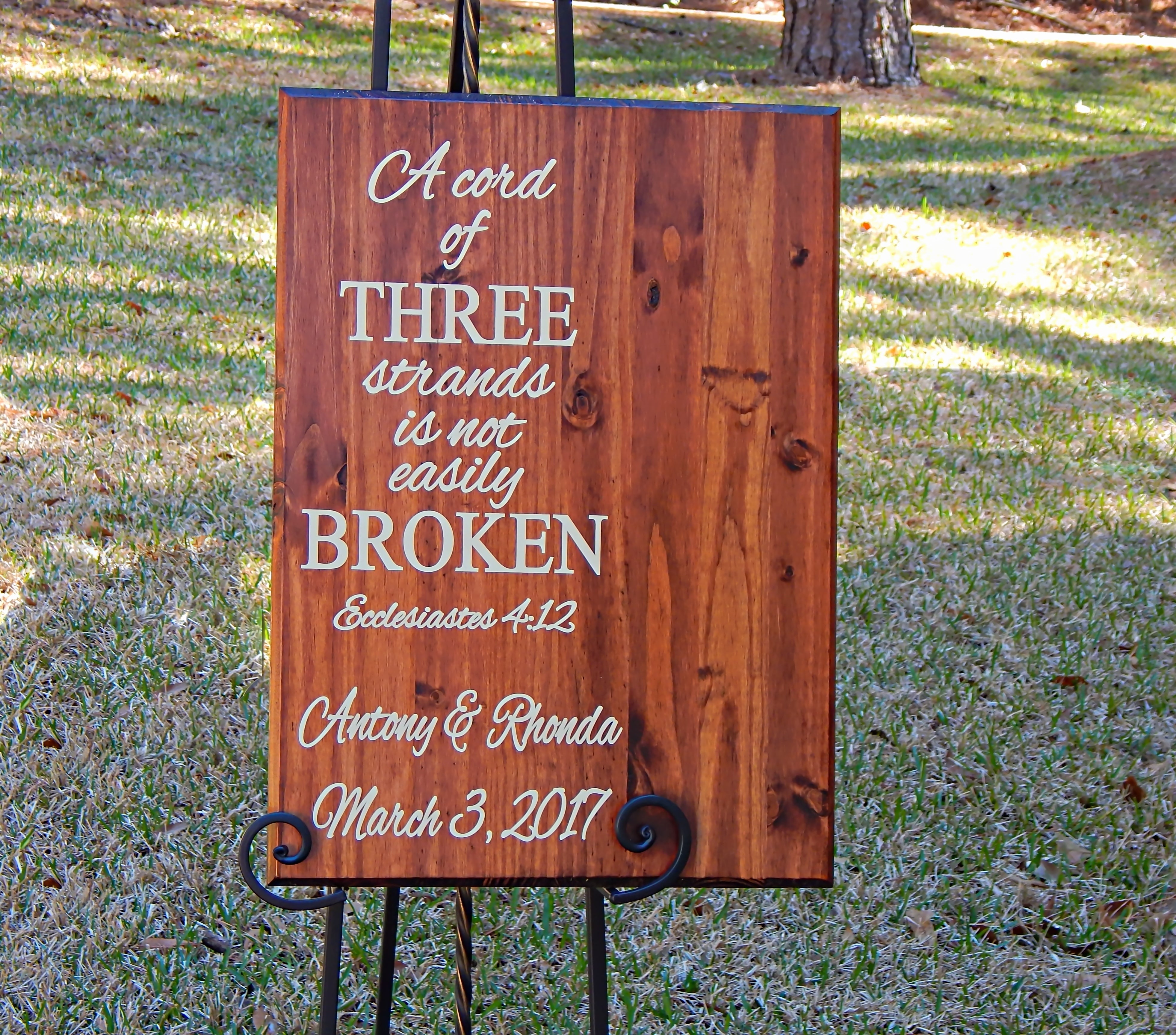 Cord of Three Strands Wedding Board Sign, Wooden Sign, Rustic Wood Sign Wedding Ideas, Custom Wood Sign, Wedding Decoration, Engagement Gift