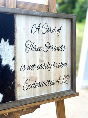 Real Cowhide Wedding Cross Sign, Unity Braids Real CowHide Board, Rustic Cowhide Wood, Wedding Decor, Rustic Western Wedding, Cowhide Cross