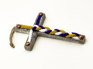 Cord of Three Strands, Christmas Wedding, Custom Ornament Wood Cross, Unity Braids Christmas Ornament Your Colors