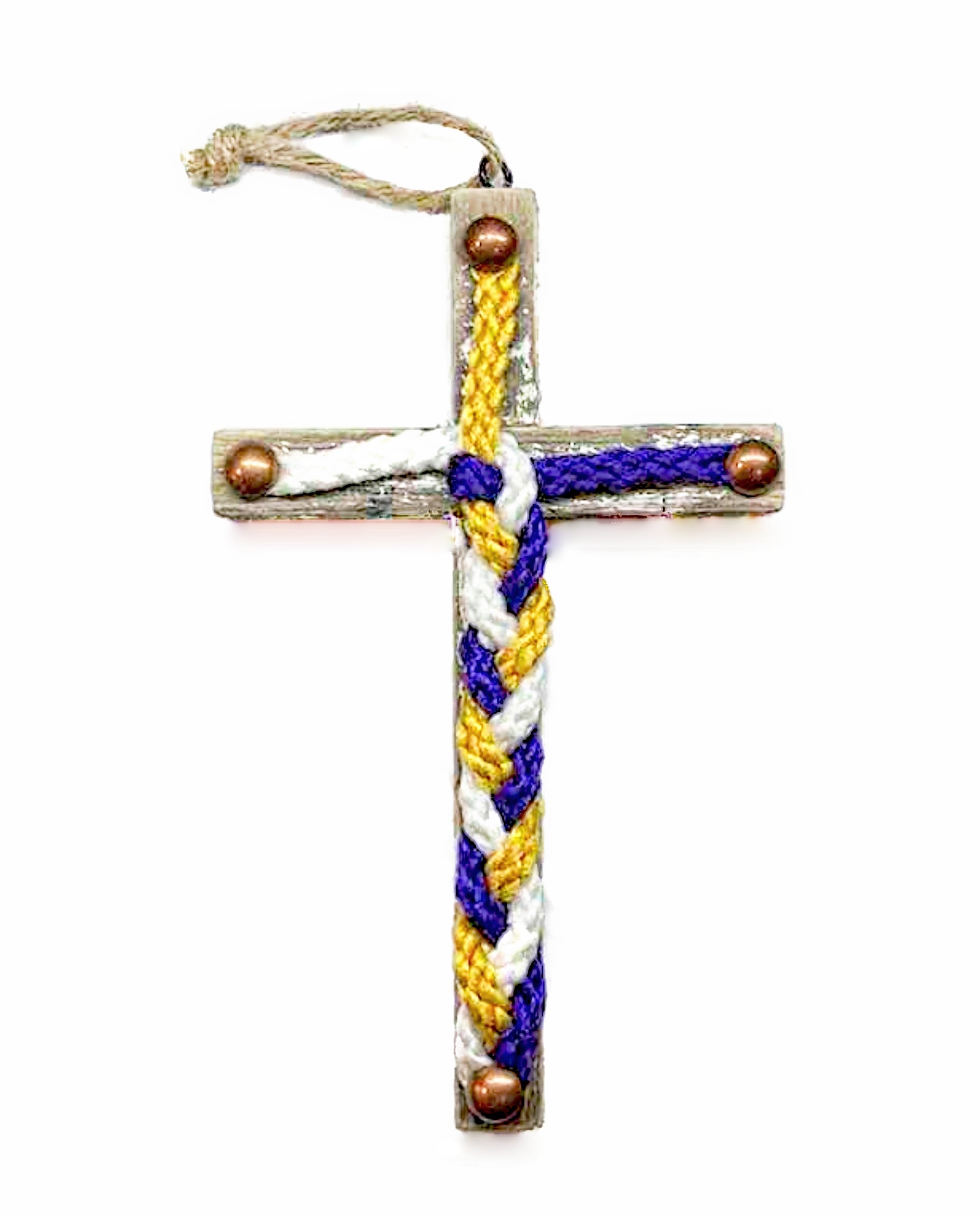 Cord of Three Strands, Christmas Wedding, Custom Ornament Wood Cross, Unity Braids Christmas Ornament Your Colors