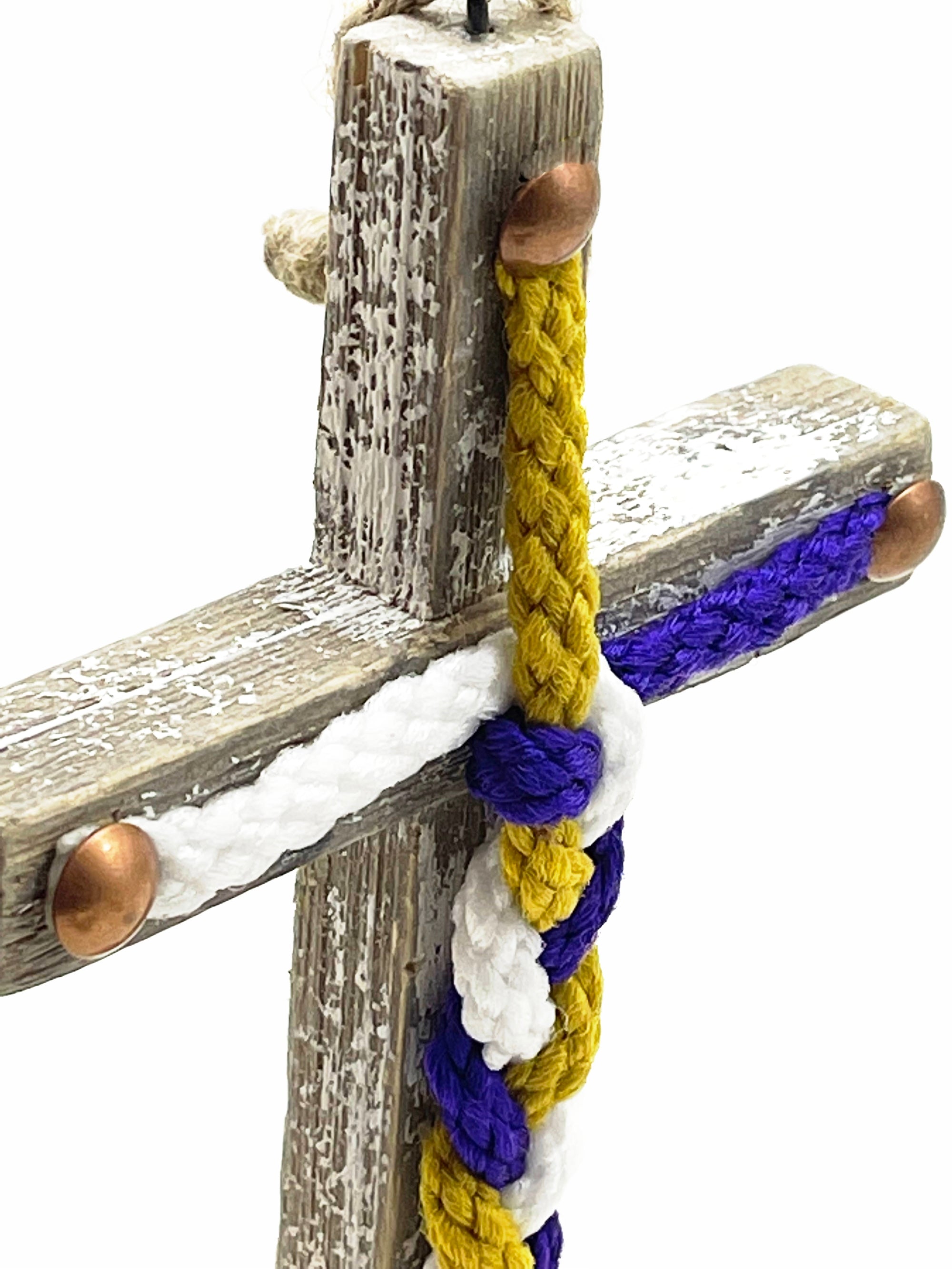 Cord of Three Strands, Christmas Wedding, Custom Ornament Wood Cross, Unity Braids Christmas Ornament Your Colors