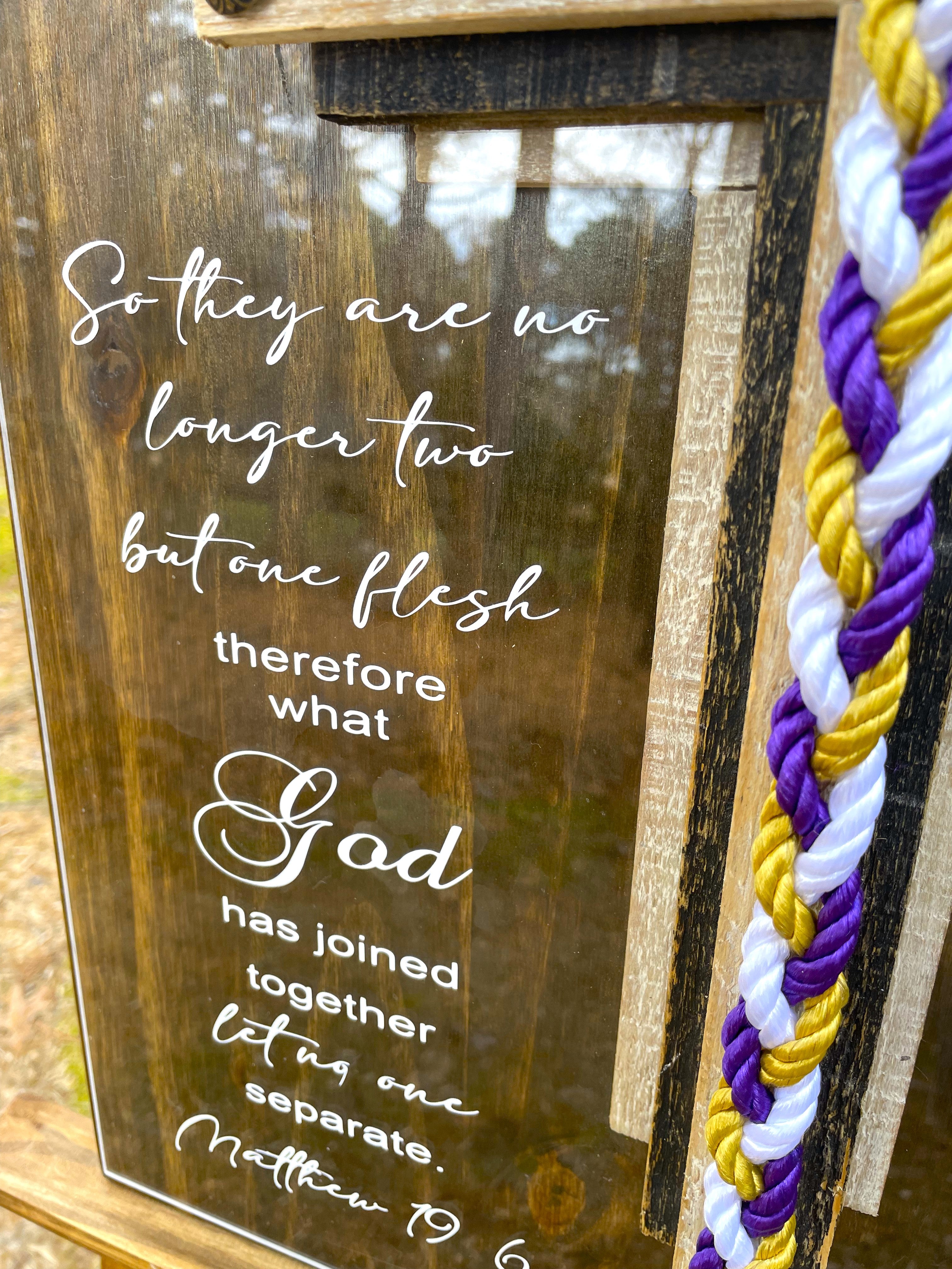 3-D Acrylic Sign, Cord Of Three Strands Board, Unity Braids Sign, Unity Ceremony Sign, Custom Unity Sign For Wedding, Christian Wedding Sign