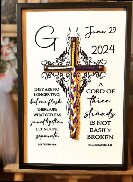 5th Anniversary Gift | Cord Of Three Strands | store Vow Renewal | Wedding Vows | Braid For Unity Ceremony | Wood Wedding Sign | Personalized Gift