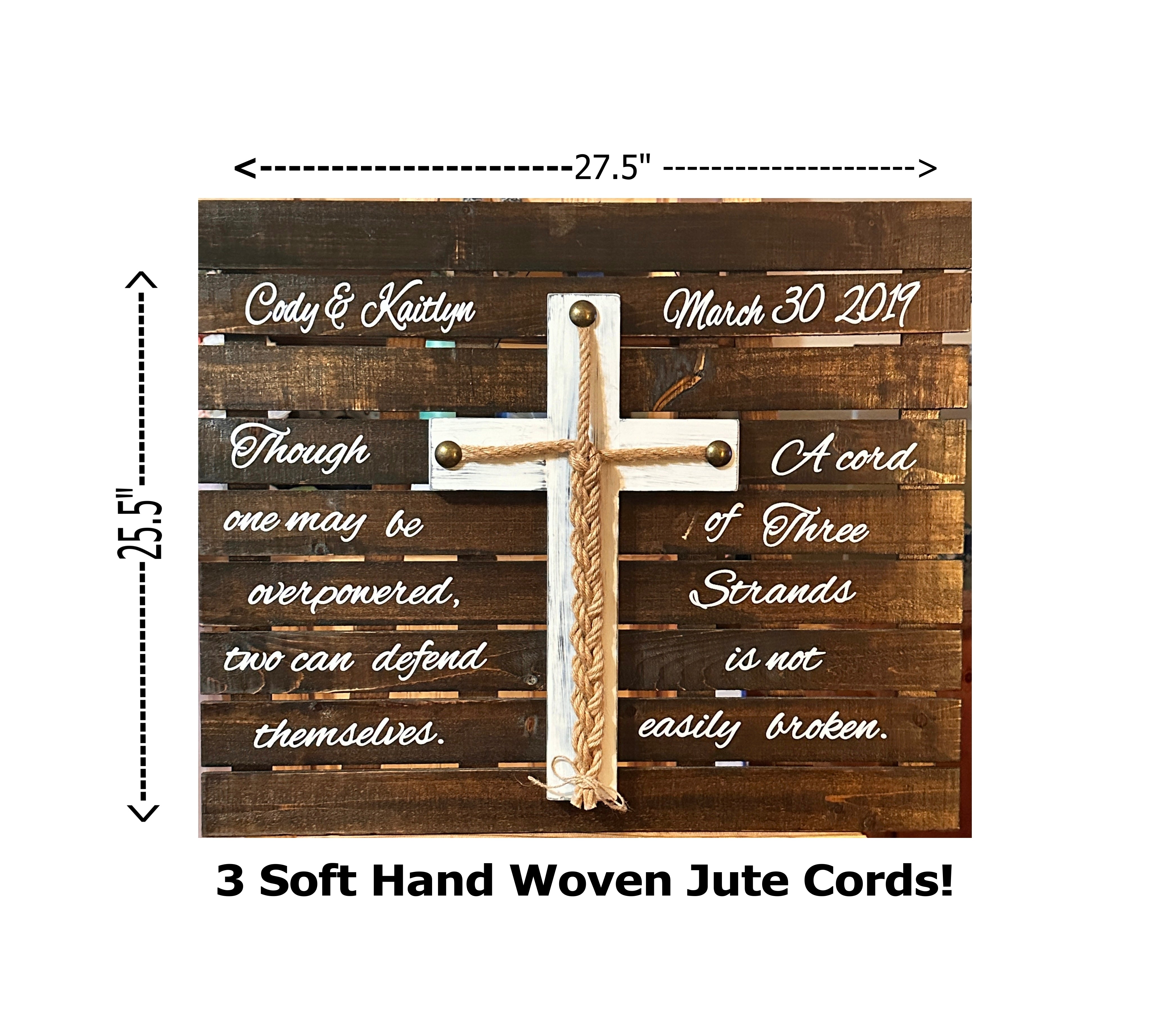 Cord Of Three Strands, Unity Braids®, Rustic Wedding Décor, Wedding Sign, Wedding Gift, Ceremony Board Sign, Renewing Vows, Anniversary Gift