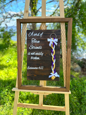 Cord Of Three Strands Sign, Rustic Cross, Wedding Board, Unity Braids®