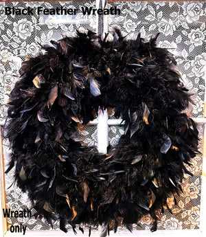 Black Feather Wreath, Halloween Spooky Wreath, Halloween Party Prop Halloween Front Door Decor Witch Spooky Scene Halloween Party Decoration