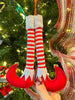 Elf Red and White Striped Legs, Large Ornament, Christmas Ornament, Striped Elf Legs for Christmas, Home Party Fireplace, Wreath Making Elf