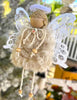 Angel Christmas Ornament, Keepsake Doll With a Wood Rose, Cotton Doll Christmas, Faceless Angel, Girl Christmas Angel, Doll for Mantle