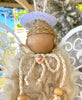 Angel Christmas Ornament, Keepsake Doll With a Wood Rose, Cotton Doll Christmas, Faceless Angel, Girl Christmas Angel, Doll for Mantle