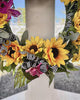 Floral Spring Wreaths, Summer Front Door Wreath, Sunflower Swag, Wildflower Crafts, Wooden Rustic, Country Door Hanger, Wreath Ideas, Gifts