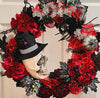 Halloween Creepy Skull Wreath, Red and Black Flowers, Spooky Creepy Skulls, Mantle Wall Decor, Skull Spiders Decoration, Haunted House Swag