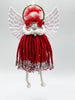 Handmade Angel Yarn Ornament, Christmas Angel Doll, Red X-Mas Angel, Angel with Sparkles, Angel with Wings, Country Angel, Shabby Chic Angel