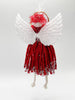 Handmade Angel Yarn Ornament, Christmas Angel Doll, Red X-Mas Angel, Angel with Sparkles, Angel with Wings, Country Angel, Shabby Chic Angel