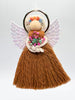 Handmade Yarn Angel, Christmas Angel with Glitter Wings, Folk Art Angel, Country Farmhouse Doll, Dehydrated Flowers bouquet Angel, Gift