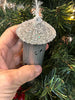 Metal Tower Mill, Rustic Glitter Tower Mill, Primitive X-Mas Tree Decor, Village Christmas Tower, Holiday Tiered Tray, Farmhouse Ornament