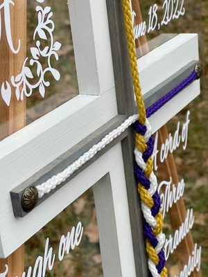 Acrylic Cord Of Three Strands Wedding Sign, Unity Braids® Sign, Anniversary Gift Idea, Custom Acrylic Sign 17x24 Unity Ceremony Wedding Sign