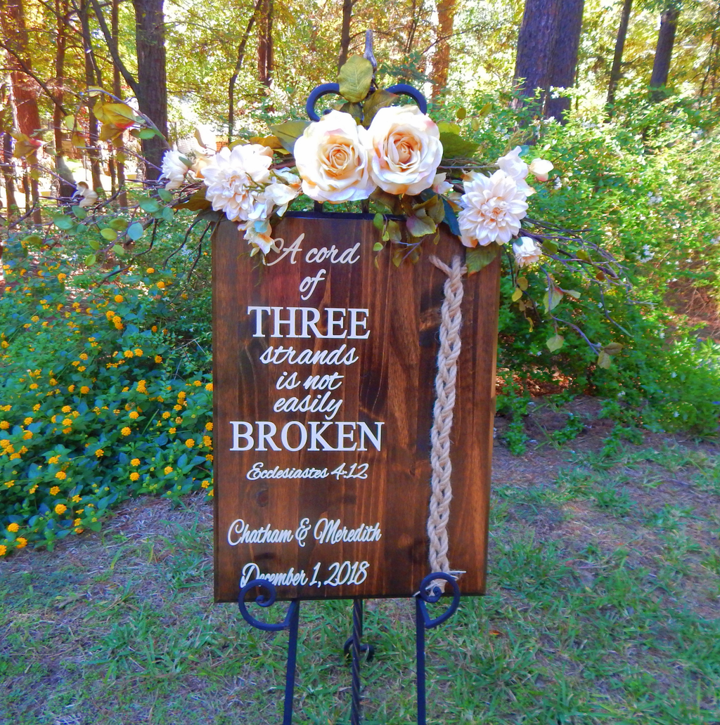 A of Cord of Three Strands, Wedding Board Signs, Unity Braids®