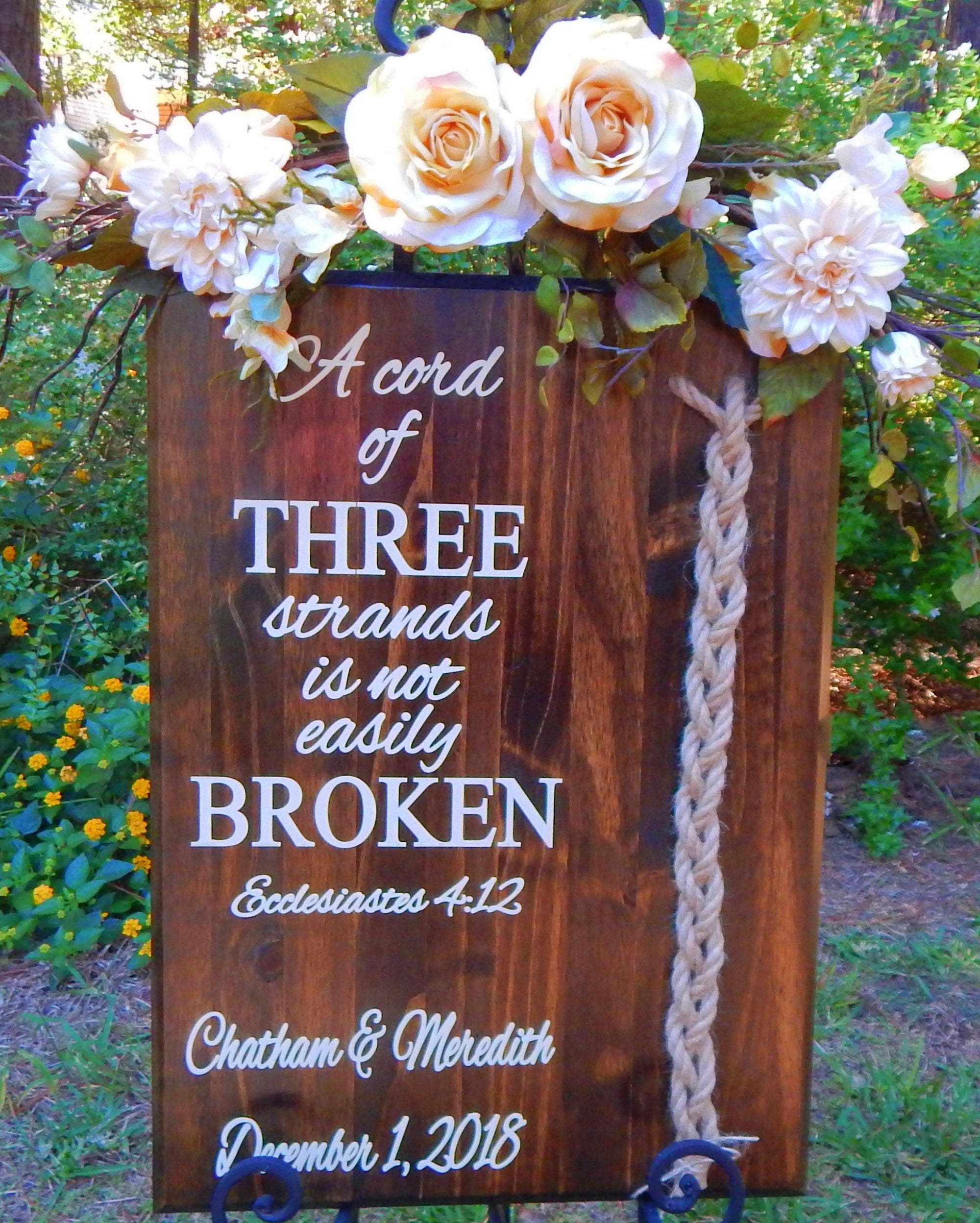 Copy of Cord of Three Strands, Wedding Board Signs, Unity Braids®