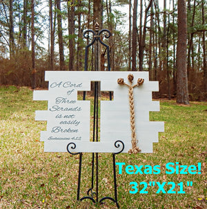 Unity Braids® Wood Cross Wedding Board Cord Of Three Strands - Unity Braids
