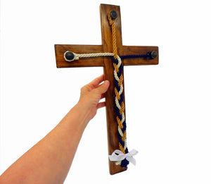 Cross for Baptism, Personalized Baptism Cross, Wood Cross, Godparents Gift, Dedication Gift 21x13 nches