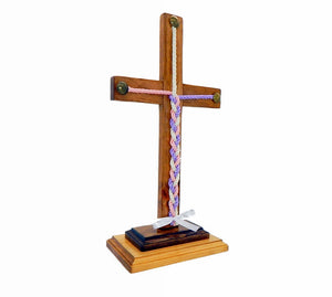 Wood Cross, Cord of Three Strands Cross, Unity Braids®, Gods Cross, Decorative Cross, Wooden Crucifix, Jesus Cross, Religious Gifts 16x8