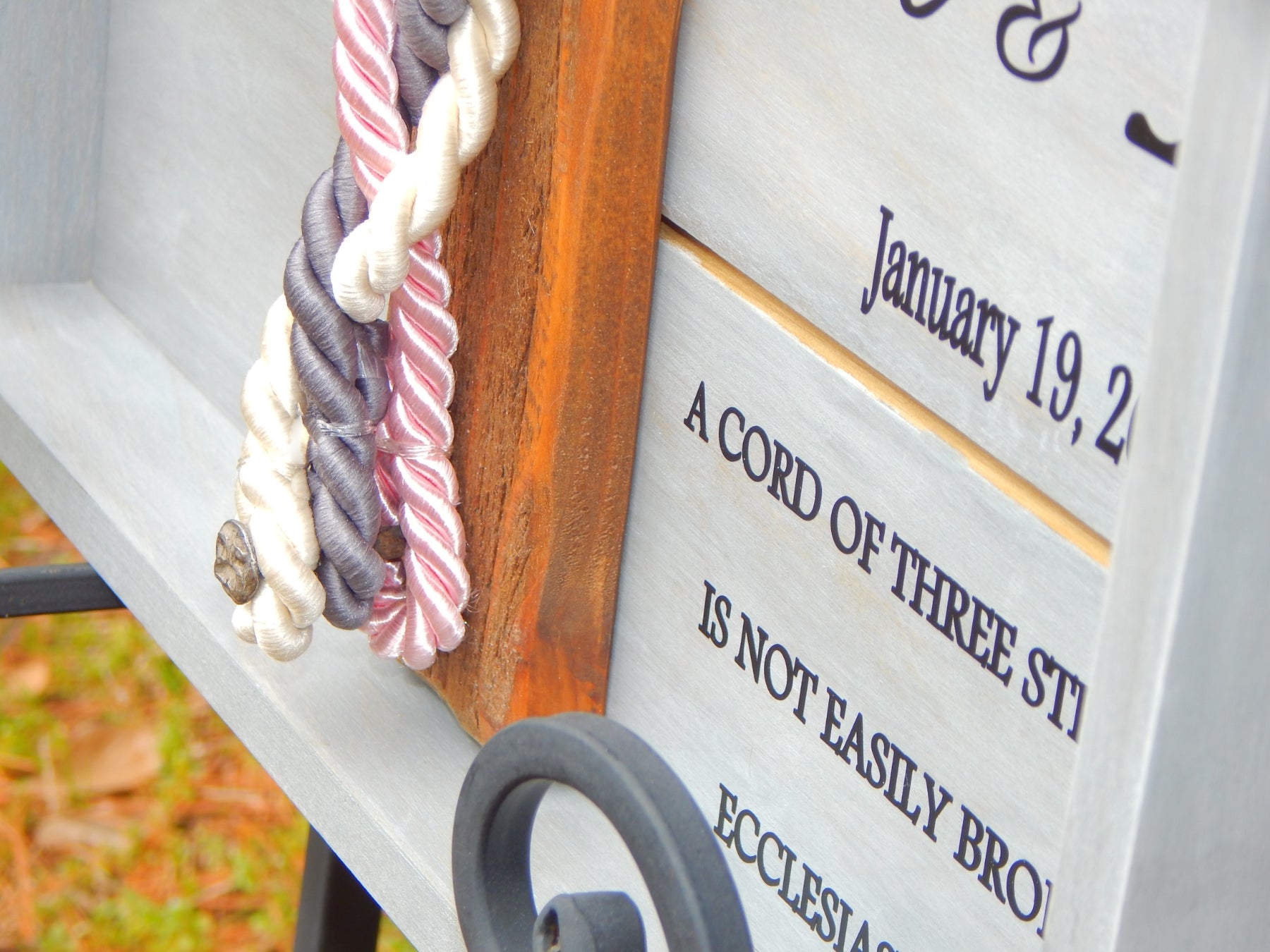 Cord Of Three Strands, Cross Sign, Unity Braids® Board Sign - Unity Braids