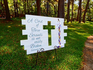 Unity Braids® A Cord Of Three Strands Wedding Cross Board Sign - Unity Braids