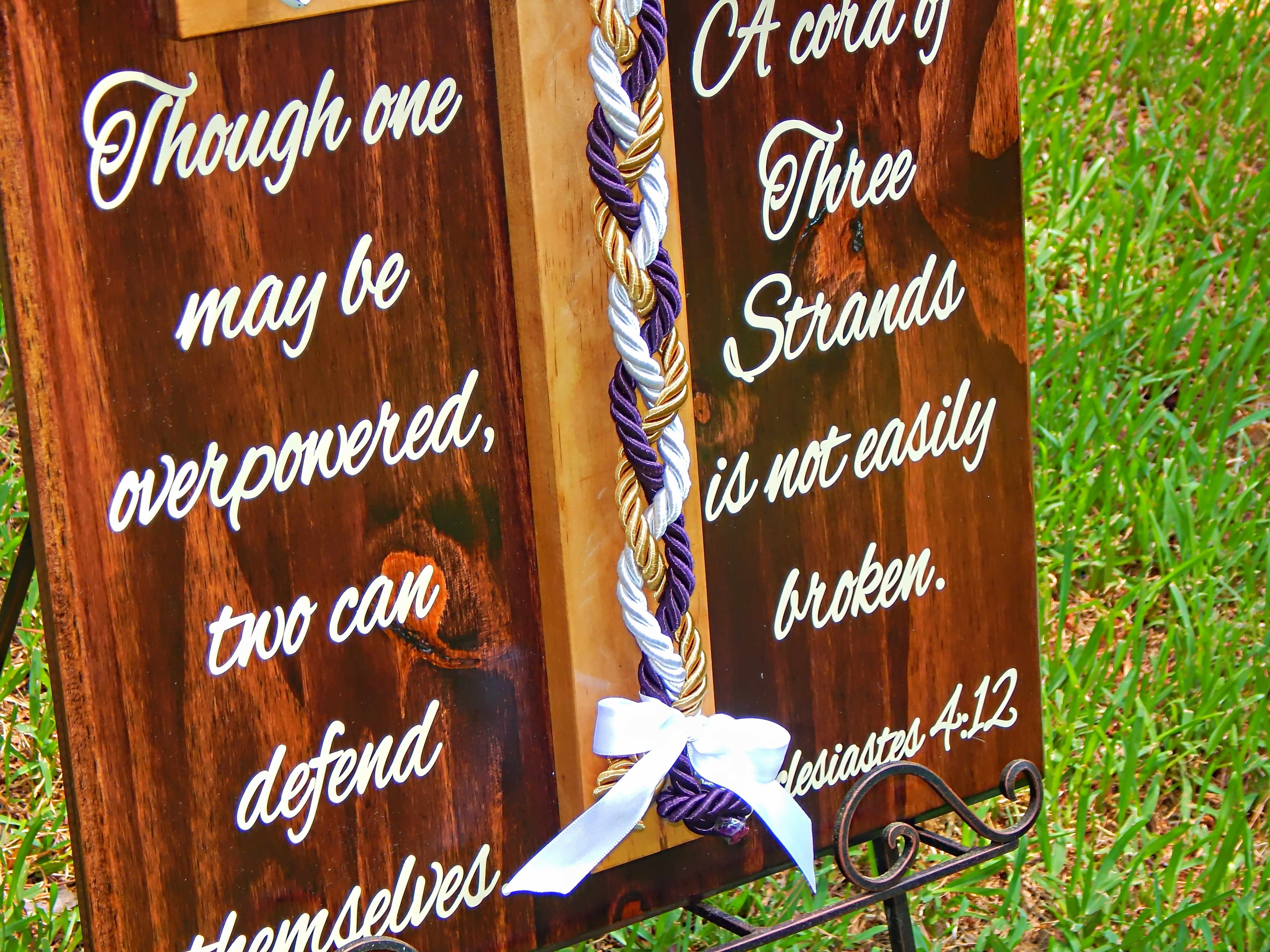 Cord of Three Strands, Rustic Cross Sign Board, Unity Braids®Vow Renewal Alternative