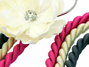 Unity Braids® A Cord Of Three Strands Wedding Braids White Flower with Feathers! - Unity Braids