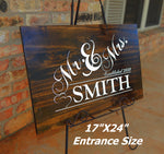 Mr and Mrs, Last Name Sign, Custom Wedding Signs, 17x24 inches Established Sign, Rustic Décor, Personalized Anniversary  Engagement Gift
