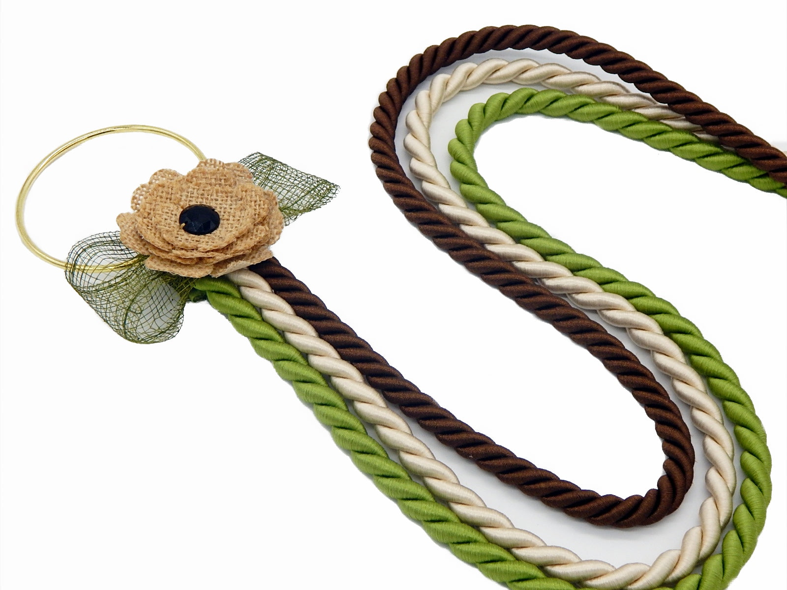 Unity Braids® A Cord Of Three Strands with Burlap Flower Unity Ropes - Unity Braids