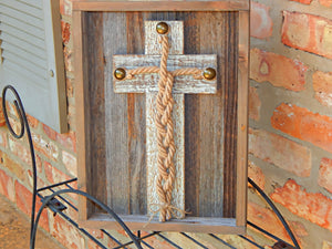 Cord Of Three Strands Board Sign, Framed Unity Wood Rustic Cross, Alternative Wedding Unity Idea, Unity Braids®
