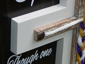 Cord of Three Strands, Wood Cross Sign Board, Unity Braids®, Rustic Cross Wedding - Unity Braids