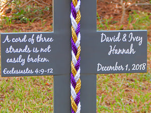Unity Braids® A Cord Of Three Strands Wedding Cross Sign, Wood Cross