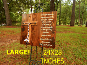 A Cord Of Three Strands Sign, Rustic Wedding Board Sign, Unity Braids®, Wood Cross - Unity Braids