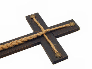 Rustic Wood Cross, Unity Braids®, Old Cross, Distressed Cross, Ceremony Cross, Jute Cords Cross, - Unity Braids