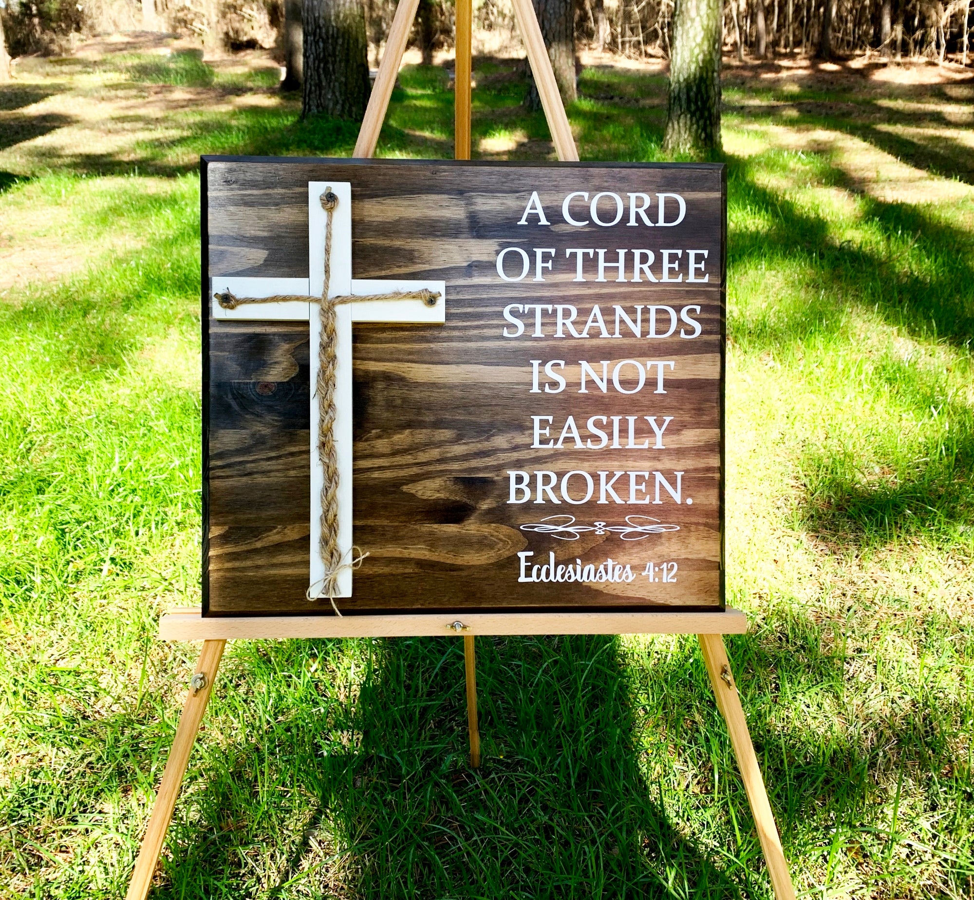 Cord of Three Strands, Wedding Braid Cross, Wedding Ceremony, Unity Braids Ecclesiastes 4:12, Wedding Board Sign, Unity Ceremony Alternative