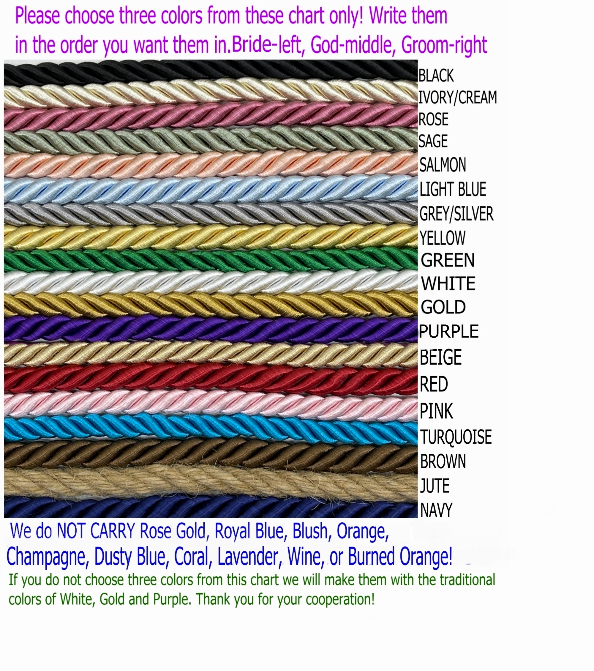 Unity Braids® Cord Of Three Strands, Wedding Cords, Vow Renewal, Tying the Knot