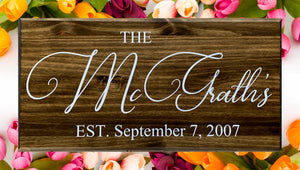 Personalized Family Name Wood Wedding Signs 17"x24"