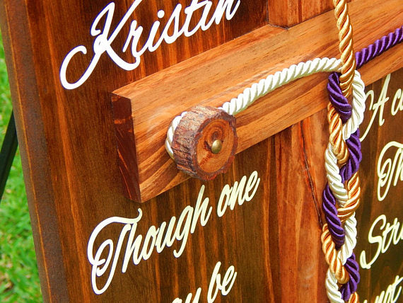 Unity Braids® A Cord Of Three Strands Cross Wedding Board Signs With Real Tree Pegs - Unity Braids